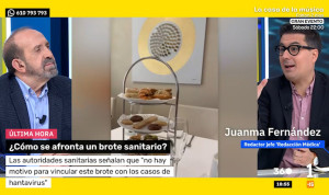 El catedrático de Inmunología, Santiago Moreno, y Juanma Fernández, redactor jefe de Redacción Médica, en el programa Mañaneros 360 de TVE