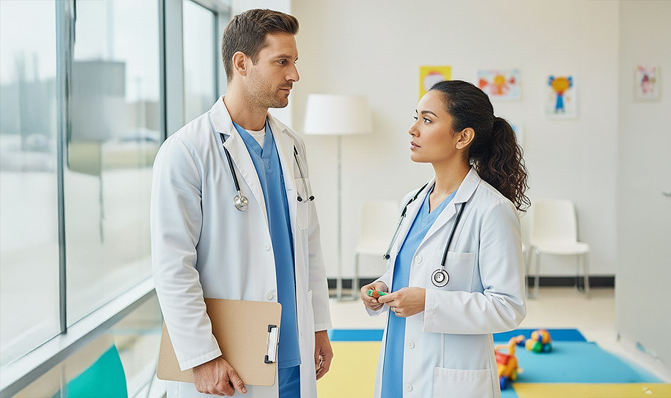  Pediatras en un centro de salud.