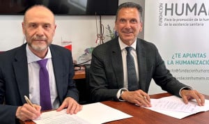  Julio Zarco, presidente de Fundación Humans; y Jorge Huertas, director general de Oximesa.