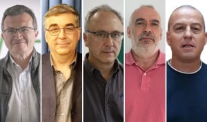 Rafael Ojeda, SMA; José-Pelayo Galindo, CCOO; Victorino Girela, CSIF; Juan José Sánchez, Satse y Antonio Macías, UGT Andalucía.