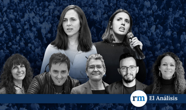 Ione Belarra, Irene Montero, Mari Carmen López, Txema Huarte, Neniques Roldán, Miguel Ángel Llamas y Maria Pozuelo. 