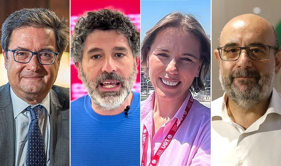  Óscar López, ministro de Función Pública; Lucho Palazzo, coordinador del Área Pública de CCOO; Isabel Araque, secretaria general de UGT Servicios Públicos; Miguel Borra, presiEl Gobierno sigue sin negociar un nuevo pacto salarial para la sanidad pública.