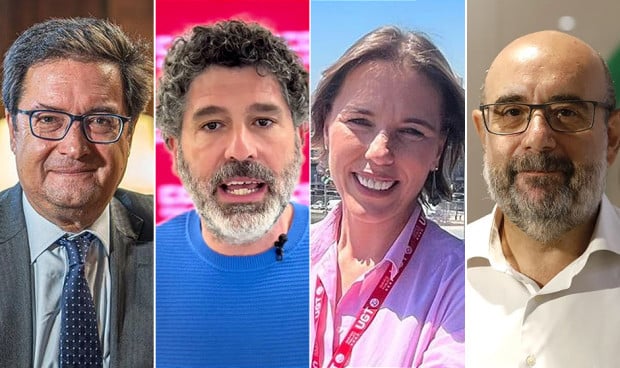  Óscar López, ministro de Función Pública; Lucho Palazzo, coordinador del Área Pública de CCOO; Isabel Araque, secretaria general de UGT Servicios Públicos; Miguel Borra, presiEl Gobierno sigue sin negociar un nuevo pacto salarial para la sanidad pública.