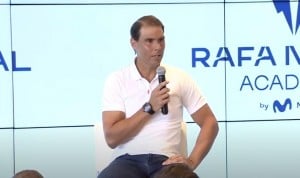 Rafael Nadal durante la rueda de prensa, donde ha hablado sobre salud mental.