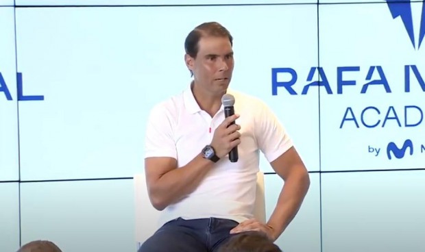 Rafael Nadal durante la rueda de prensa, donde ha hablado sobre salud mental.