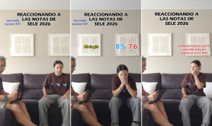 Un momento del vídeo donde Jaure reacciona a las notas de la PAU junto a su padre. 