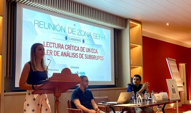 María Micaela Viña, de la SEFH, en la reunión de los farmacéuticos de la zona de Canarias