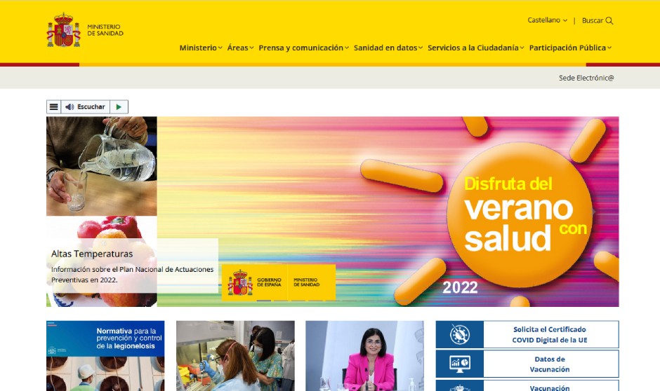 Sanidad se zambulle en el verano con un rediseño de su página web