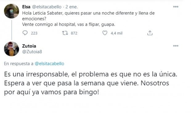 Sanitarios a Leticia Sabater: "Vente conmigo al hospital, vas a flipar"