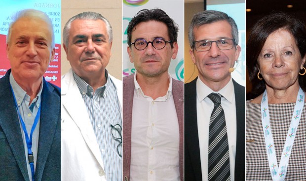Los presidentes de la SEFH durante el siglo XXI: Eduardo Echarri; Manuel Alós; José Luis Poveda; Miguel Ángel Calleja y Olga Delgado