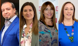 Enrique Vega (CSIF), Rosa López (UGT), Ana Rosa Arribas (CCOO) y Mercedes Gago (Satse).