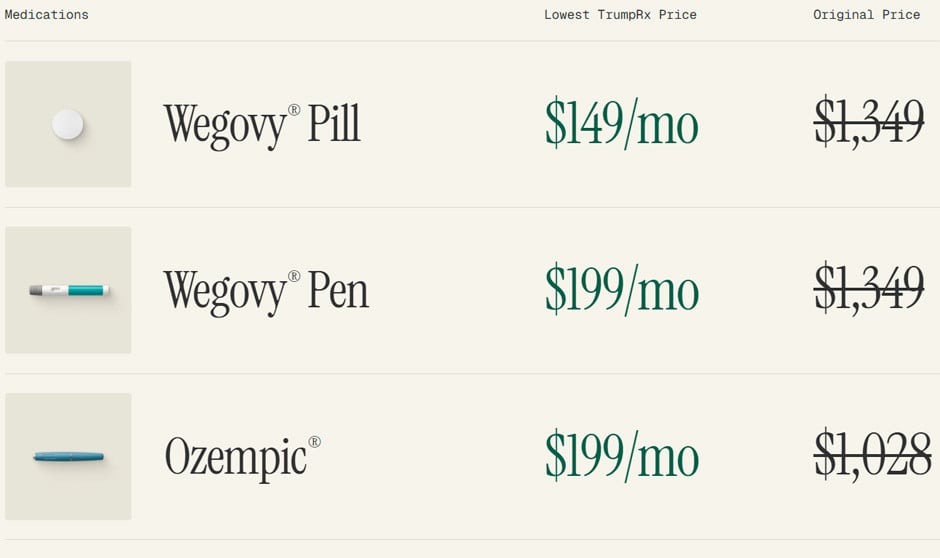 Imagen de una web de EEUU de medicamentos