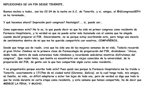 Un FIR, sobre el congreso SEFH: “Una de las mejores semanas de mi vida”