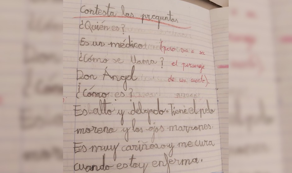 Carta de una niña que recibe un médico rural en la que le cuenta que es el protagonista de su cuento