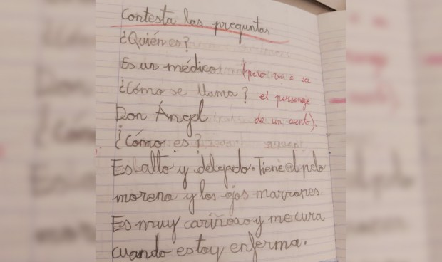 Carta de una niña que recibe un médico rural en la que le cuenta que es el protagonista de su cuento