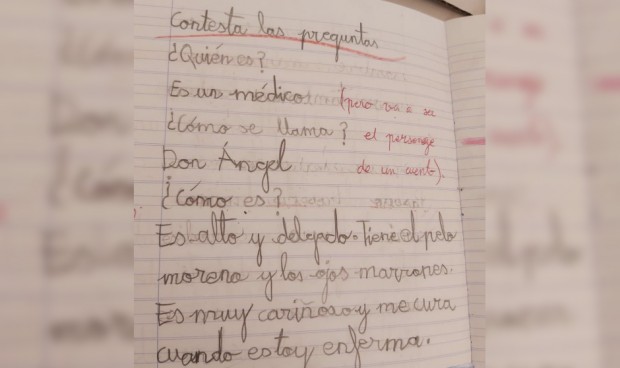 Carta de una niña que recibe un médico rural en la que le cuenta que es el protagonista de su cuento