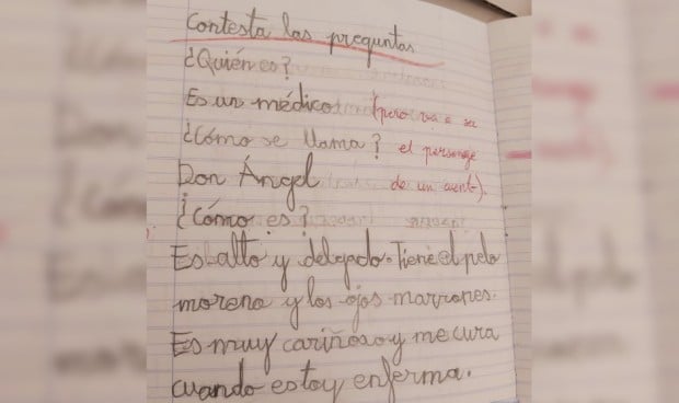 Carta de una niña que recibe un médico rural en la que le cuenta que es el protagonista de su cuento