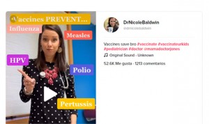 Una pediatra es amenazada tras publicar un vídeo en TikTok provacunas