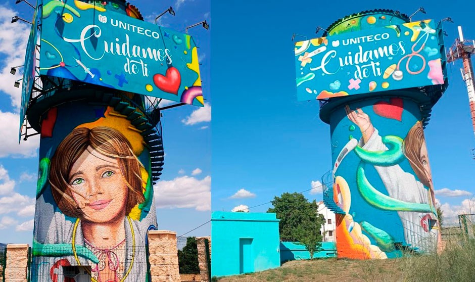 Uniteco homenajea a los sanitarios con un mural