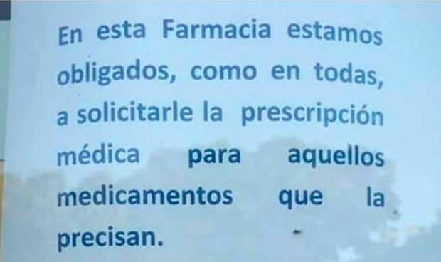 Visto en una farmacia: "Una servilleta escrita no es una receta oficial"